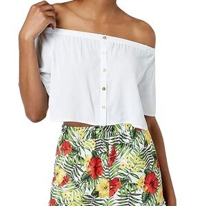 Off the shoulder white crop top  Xoxo top size S
